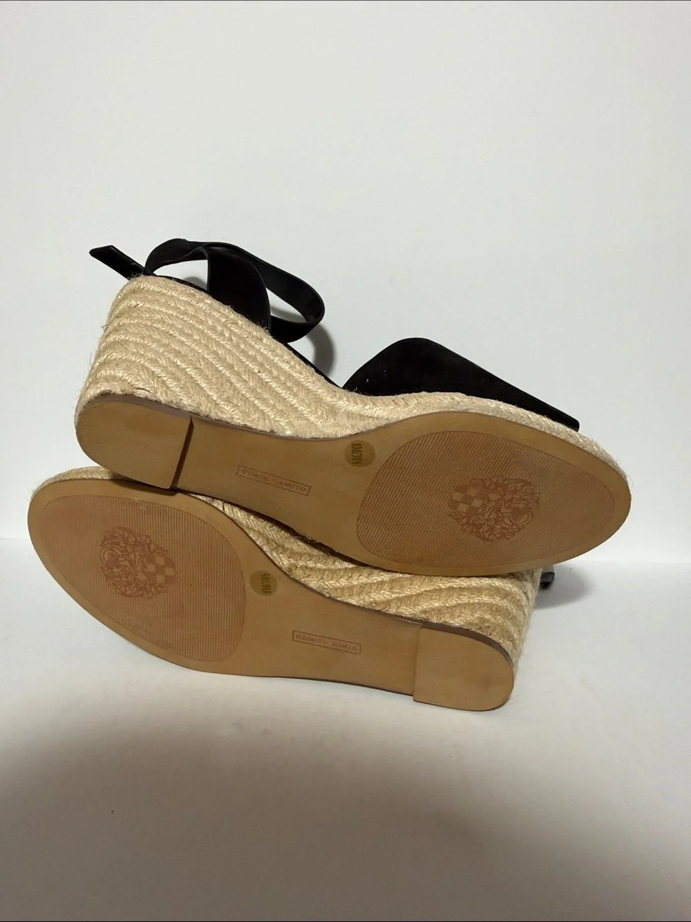 Vince Camuto Black Espadrille Ankle-Strap Wedges